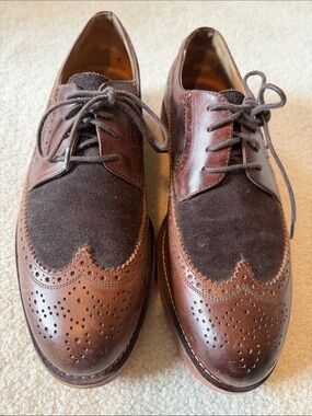 Ralph Lauren men’s Brown Two-Tone Wingtip Derby Oxfords 9.5D